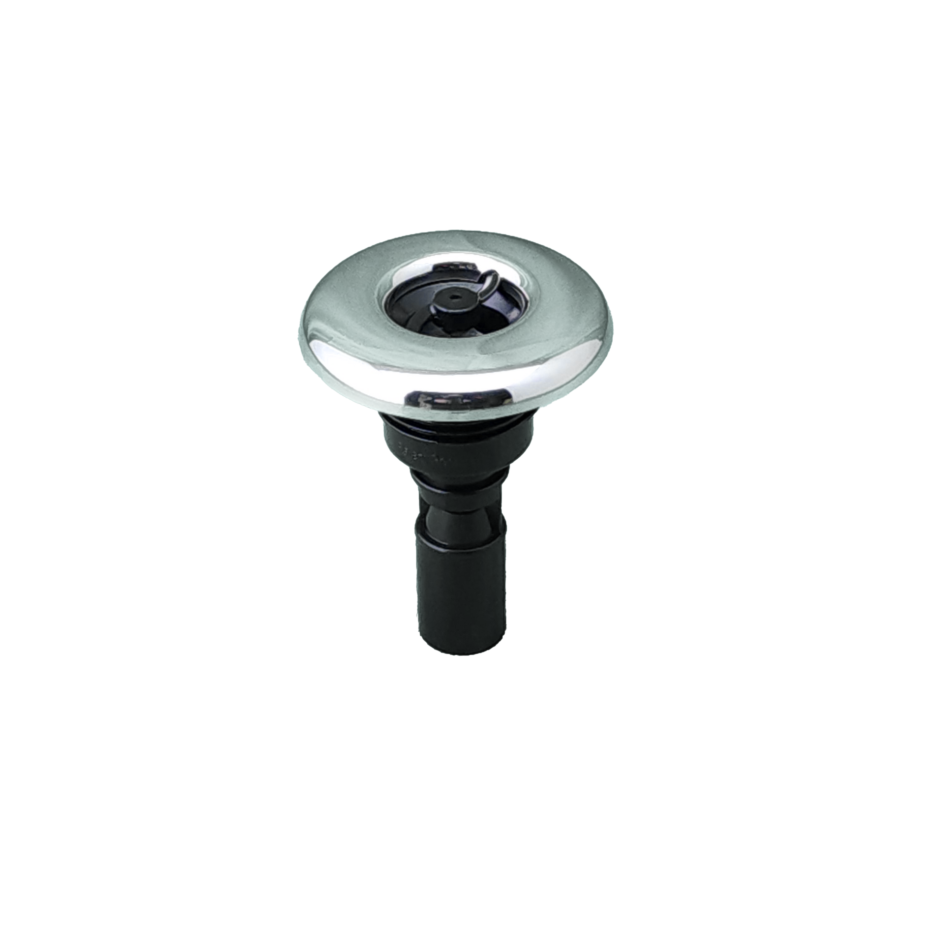 A close up of spa jet on a white background.