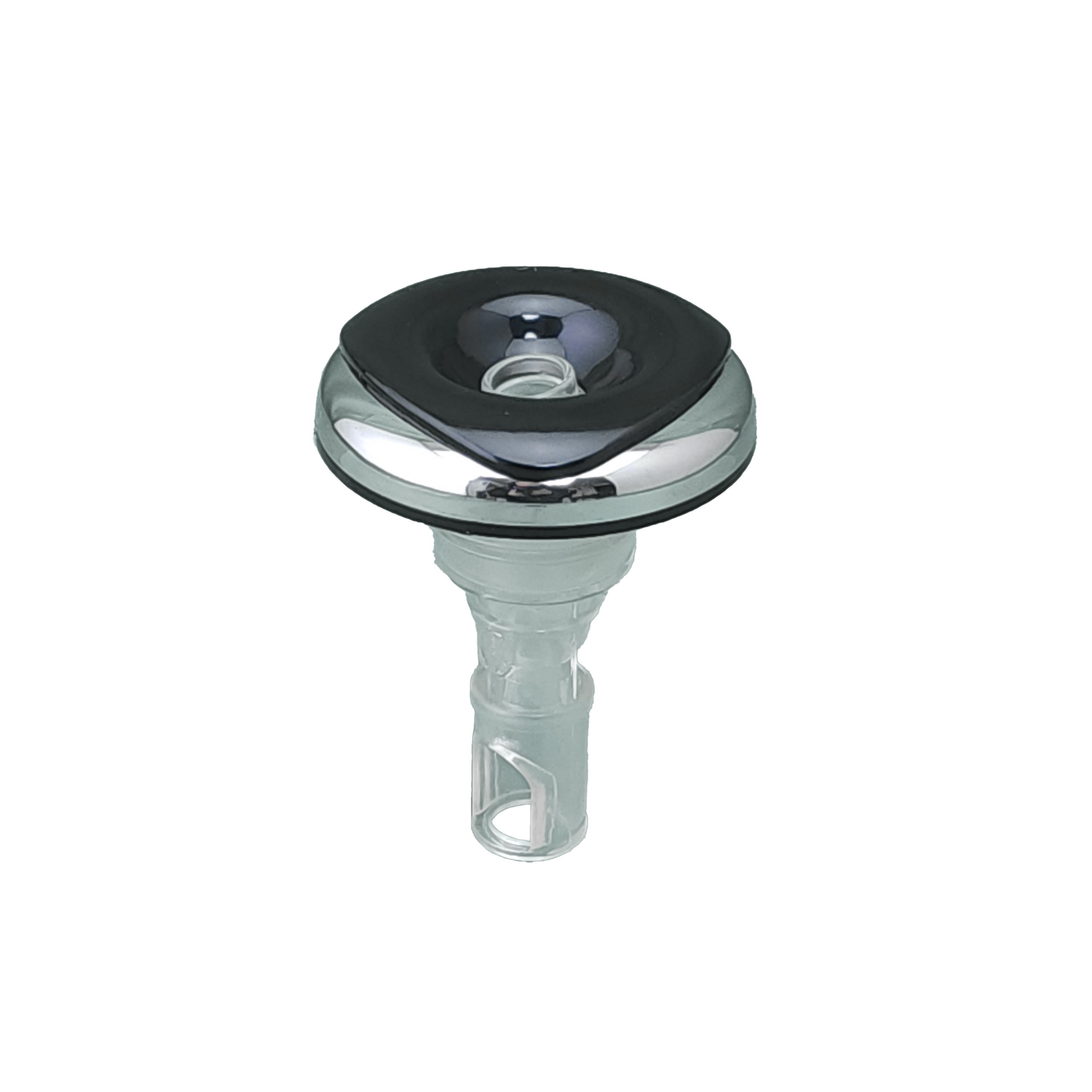 A close up of spa jet on a white background.