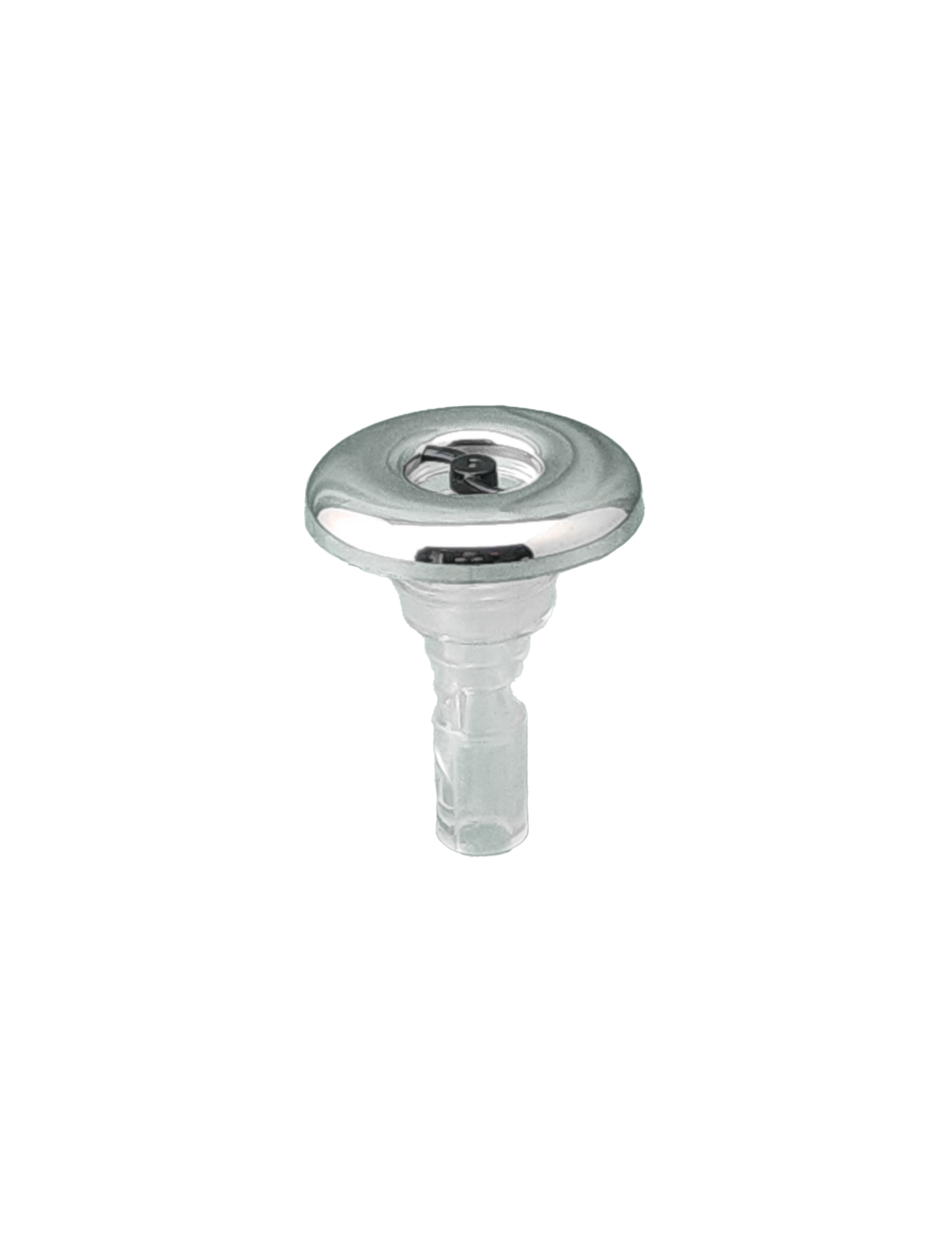 A close up of spa jet on a white background.