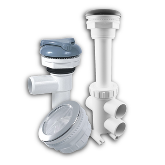 rising dragon cluster of spa and hot tub  fittings showing the variation of fittings we have available
