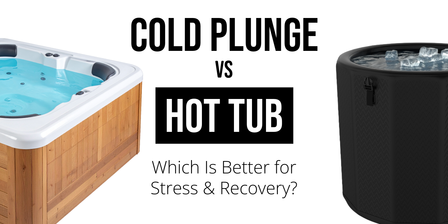 Hot tub and cold plunge setup illustrating contrast therapy for stress relief and recovery