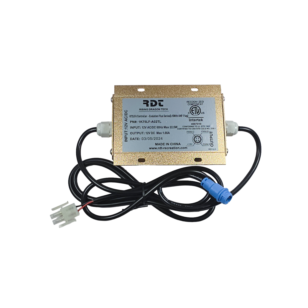 Rising Dragon 75 LED spa light controller with 4-wire wiring harness for hot tub LED lighting systems