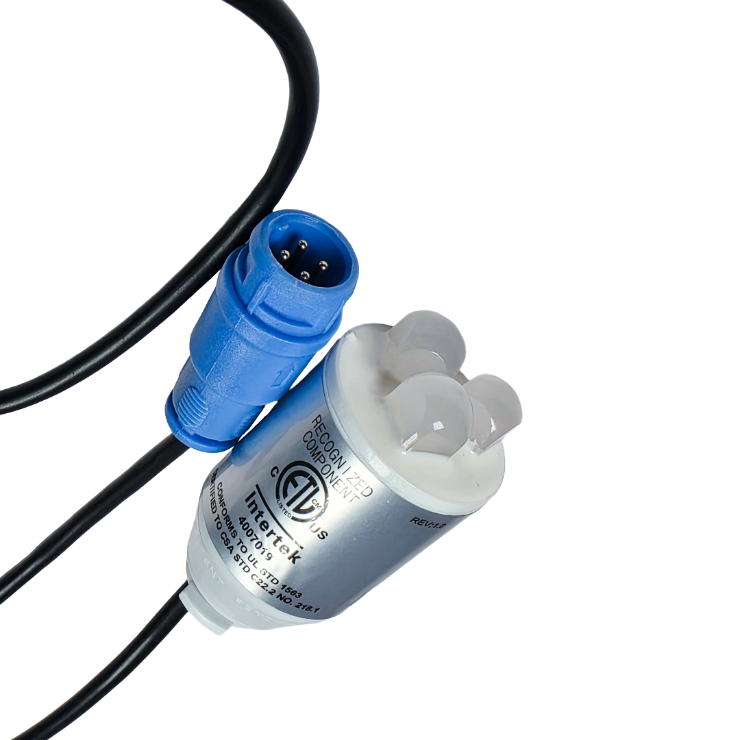 Rising Dragon L3S LED spa main light with three LED bulbs and 4-wire connector for hot tub lighting systems