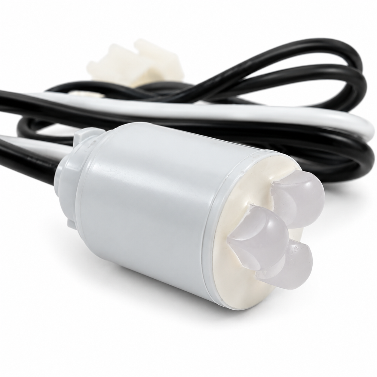 Front view of Rising Dragon L3MFC 3 LED spa master light with three LED lenses for hot tub lighting systems