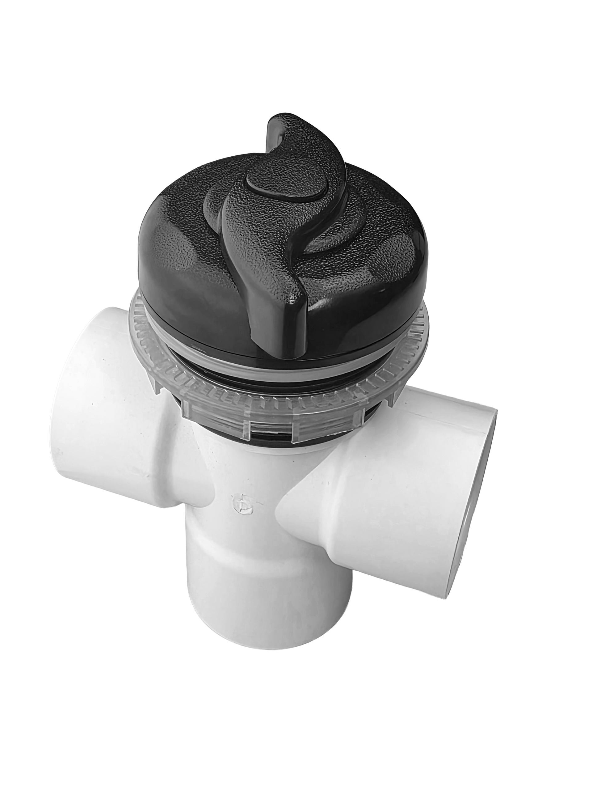 Top view of Rising Dragon standard spa water diverter valve assembly for controlling water flow in hot tub plumbing systems