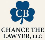 Logo for Chance The Lawyer, LLC featuring a blue shamrock icon with the letters 