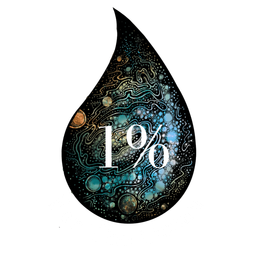A drop of water with the number 1% on it.