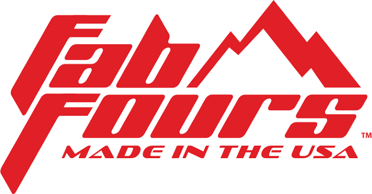 Fab Fours red logo with stylized mountain and “Made in the USA” text