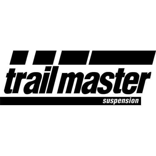 Trailmaster suspension logo in black italic text with four slanted bars above it