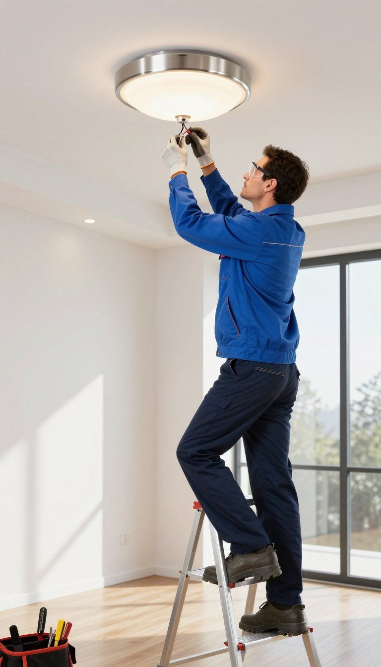 Electrician installing electrical components