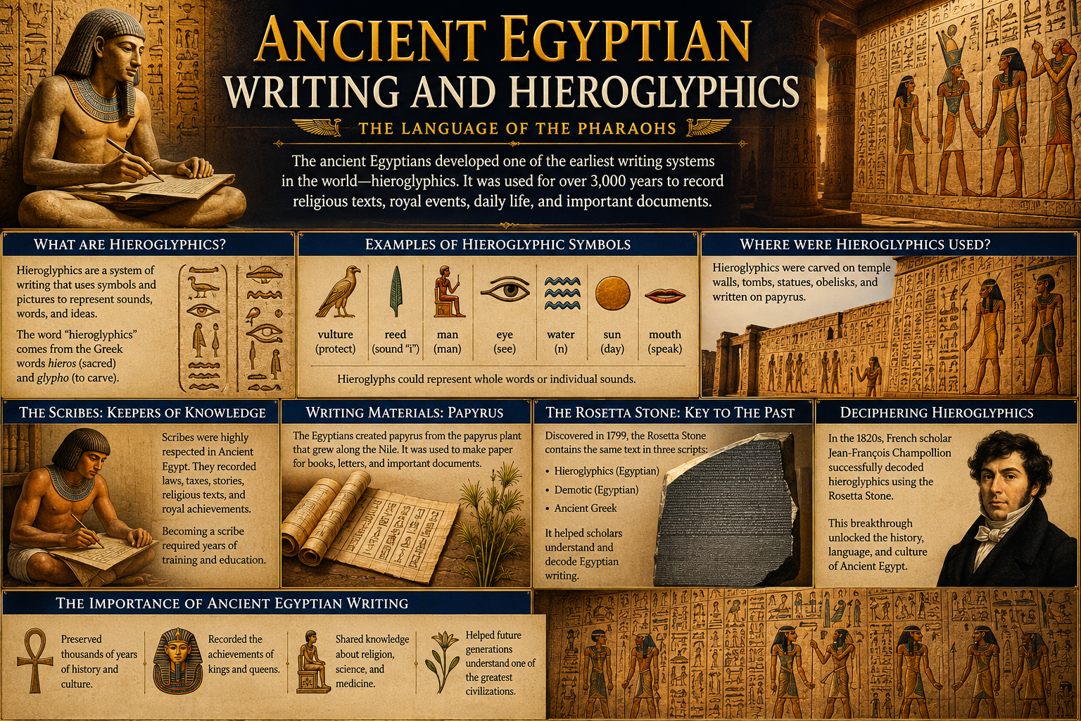 Ancient Egyptian Writing and Hieroglyphics