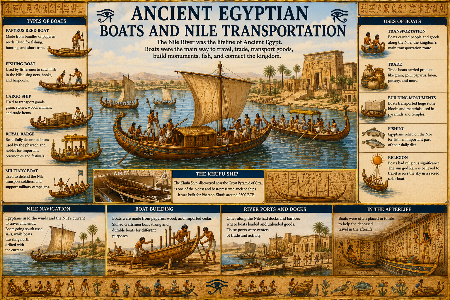 Ancient Egyptian Boats and Nile Transportation