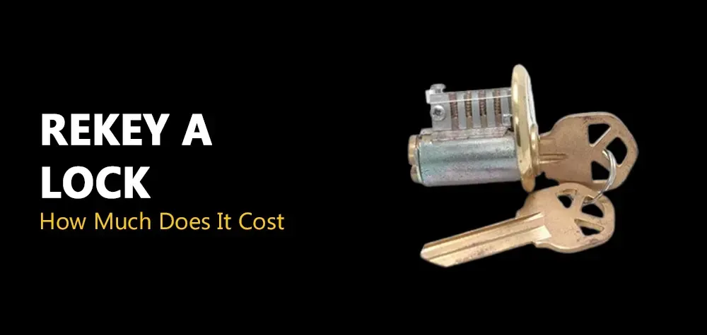 A picture of a key and a lock with the words rekey a lock how much does it cost