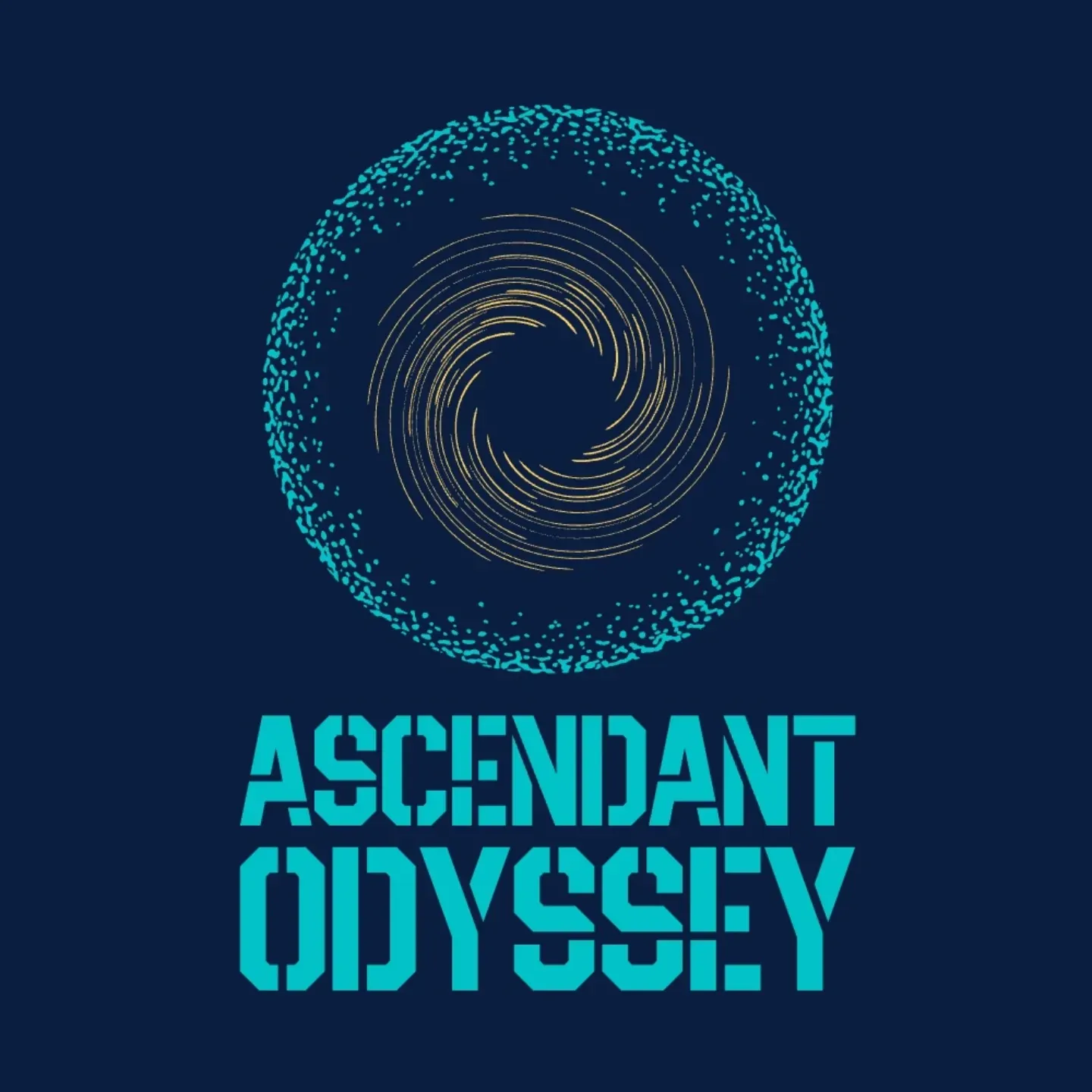 Turquoise and gold circular swirl logo above the text “ASCENDANT ODYSSEY”