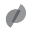 Two overlapping gray shapes, one a circle and the other a half-circle, with a darker gray vertical rectangle in the center.