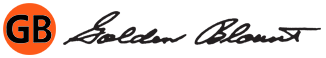Logo with orange circle containing black