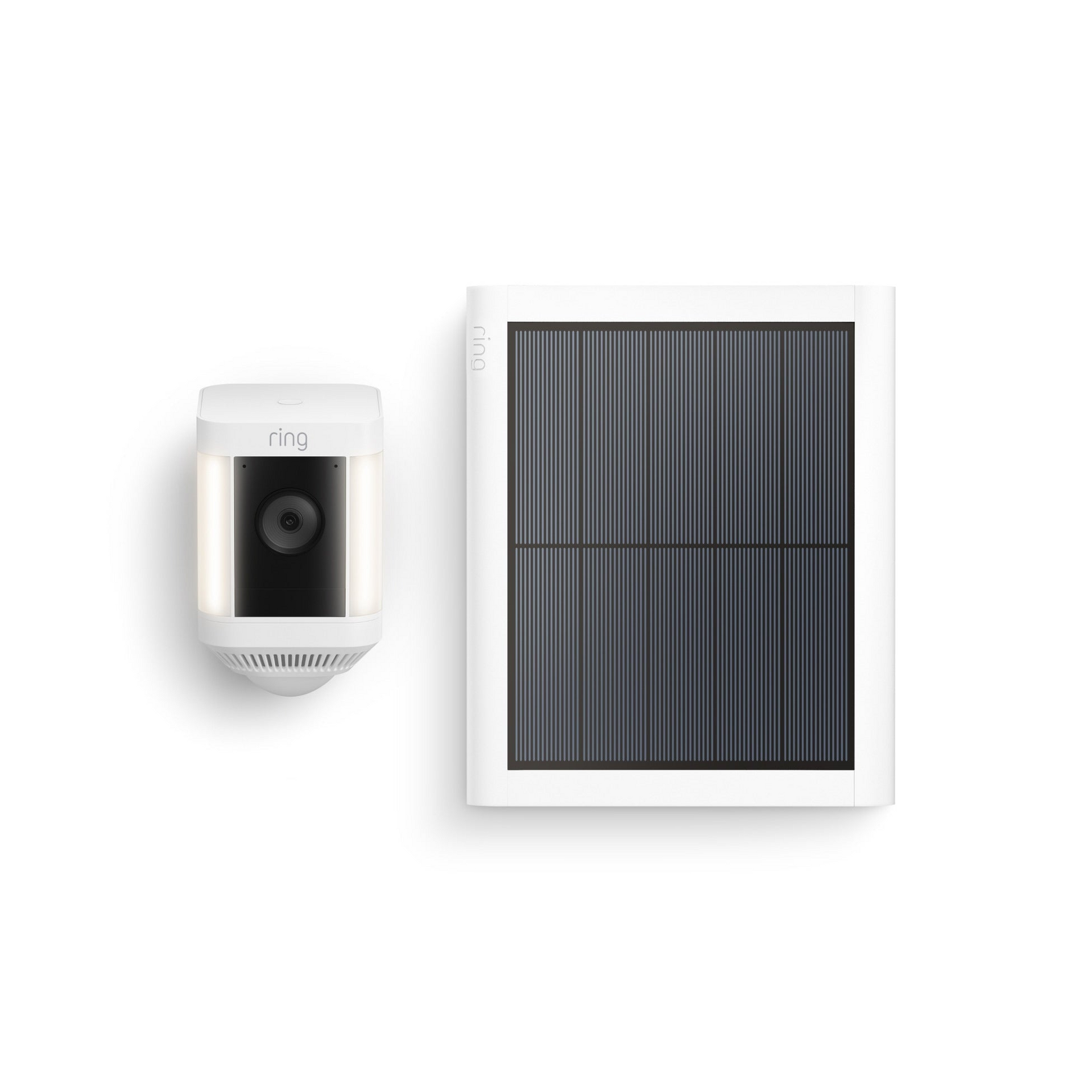 White Ring security camera and solar panel.