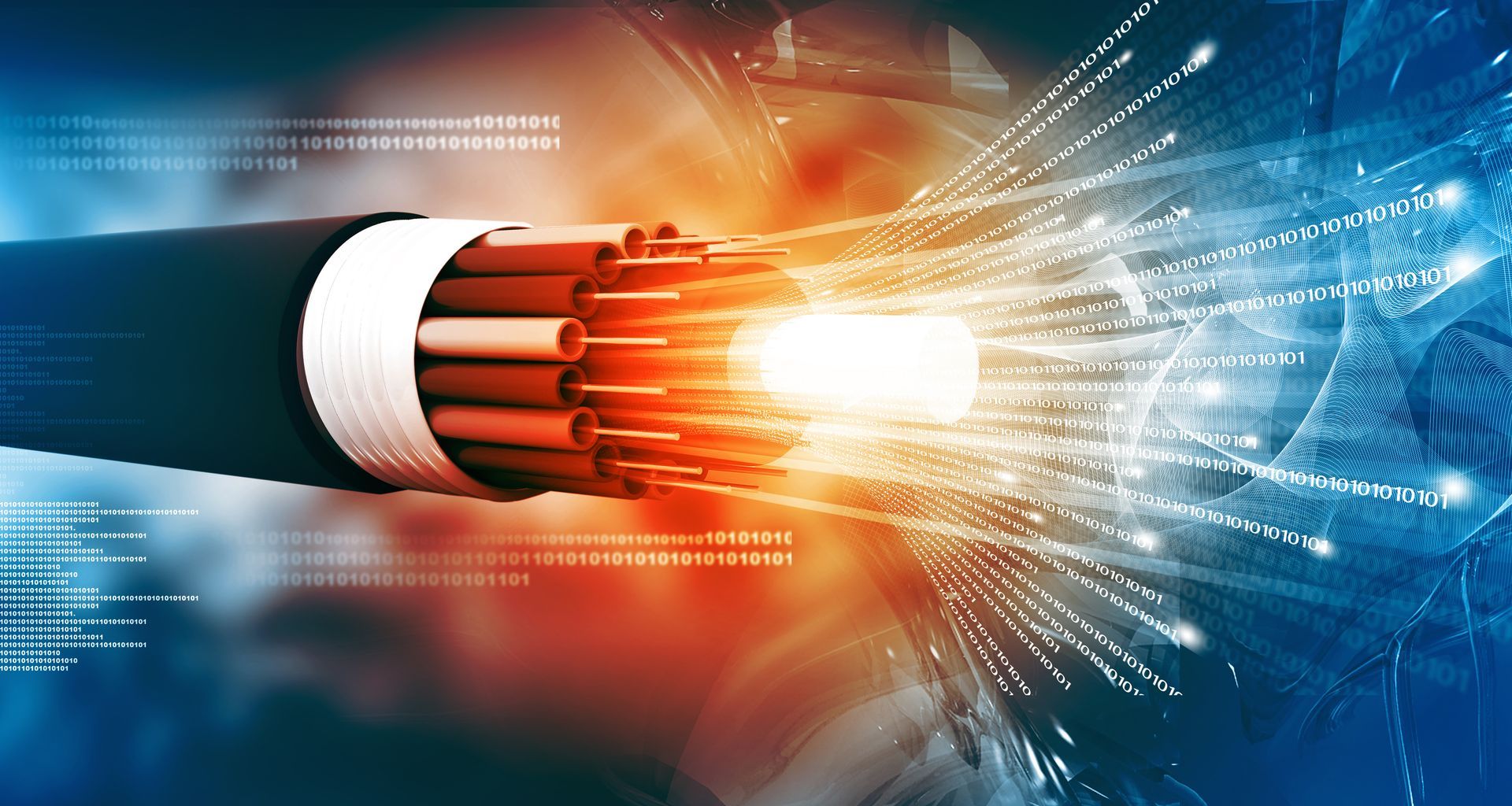 Optical fiber cable with binary cods.