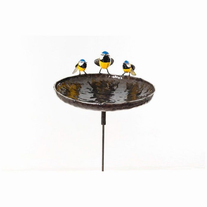 VOGELSCHAAL MEESJES OP STEKER - HAND MADE - STREET ART