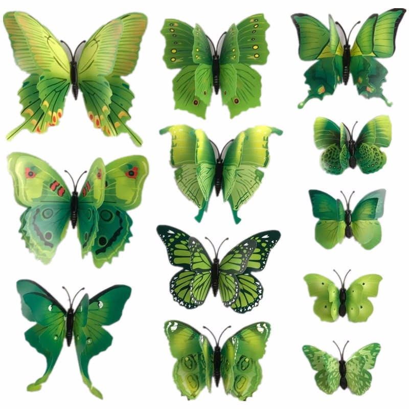 VLINDERS - DUBBELE VLEUGELS GROEN - SET 12 STUKS 3,50
