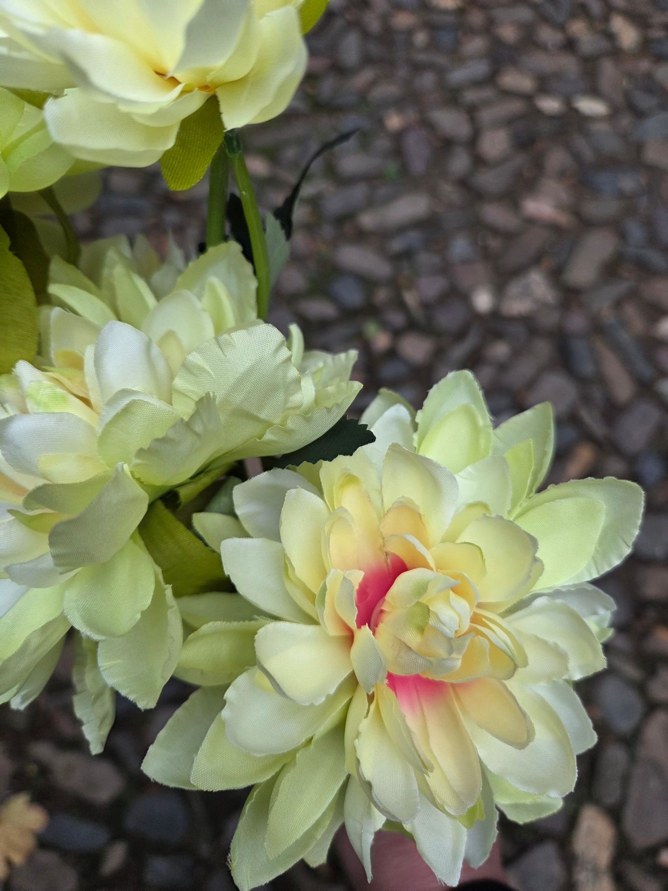 DAHLIA - KUNST - 6 BLOEMEN - LIME GEEL