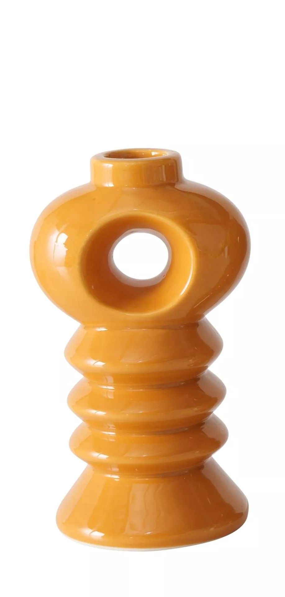 BOLTZE KANDELAAR - RETRO STIJL - RETRO GEEL
