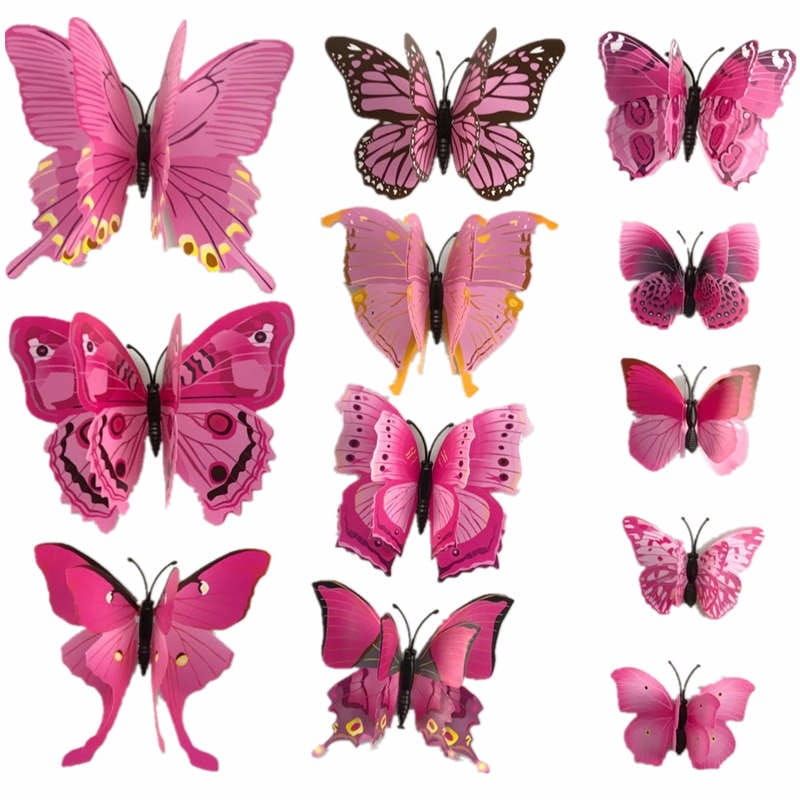 VLINDERS - DUBBELE VLEUGELS ROZE - SET 12 STUKS 3,50