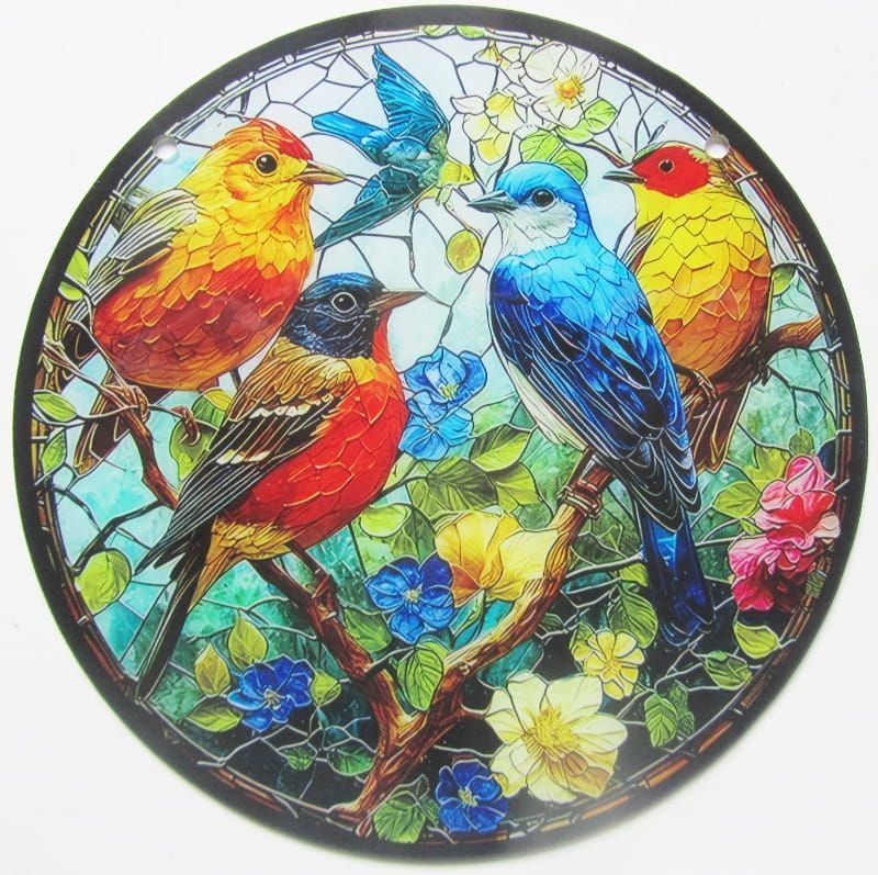 PRACHTIGE RONDE DECORATIE (PLEXIGLAS) VOGELS