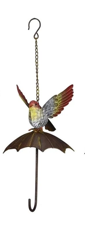 VOGELTJE OP PARAPLU - VOGEL VOER HANGER - ROOD