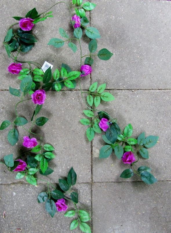 BLOEMEN KUNST GUIRLANDE - 190 CM - PAARS