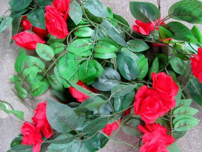 BLOEMEN KUNST GUIRLANDE - 190 CM - ROOD