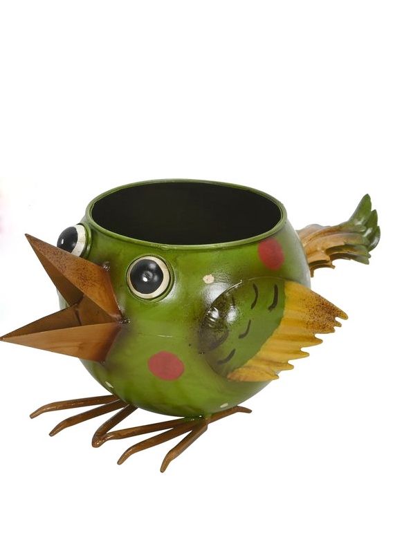 SUPERLEUKE VOGEL POT - METAAL - GROEN