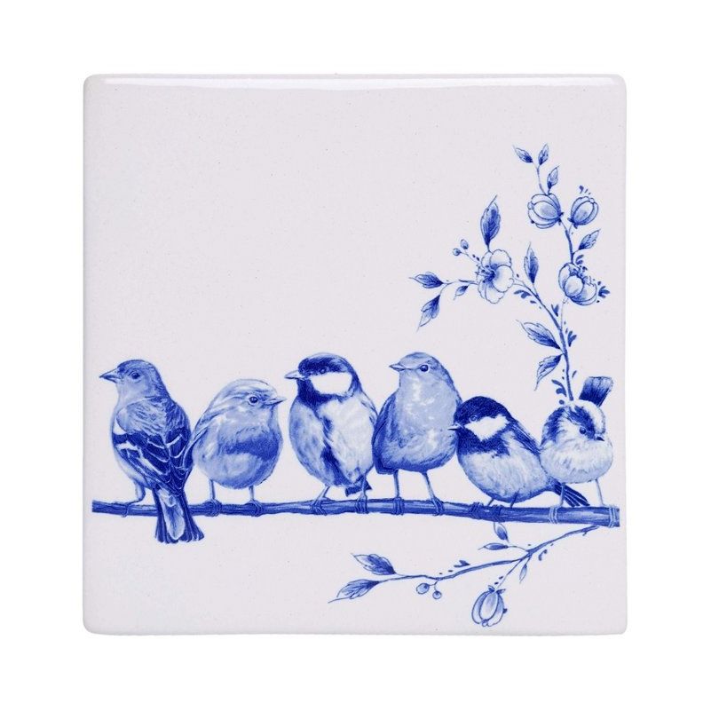 BOSVOGELTJES OP TEGEL - HEINEN DELFTS BLAUW