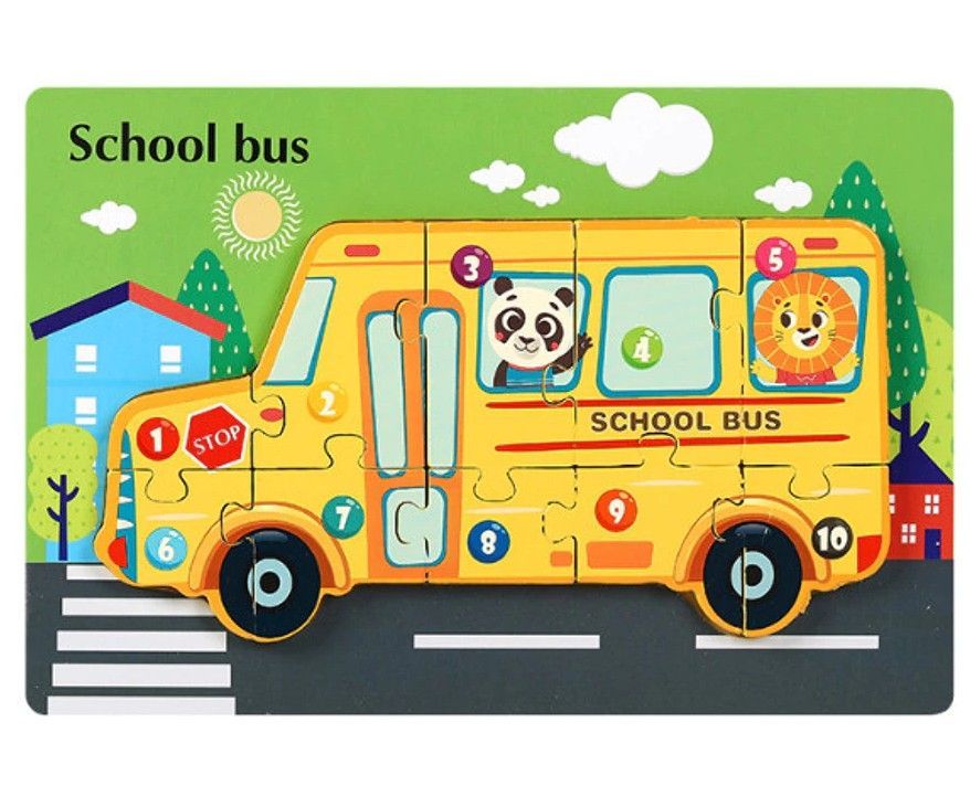 HOUTEN PUZZEL - LEERZAAM - SCHOOLBUS