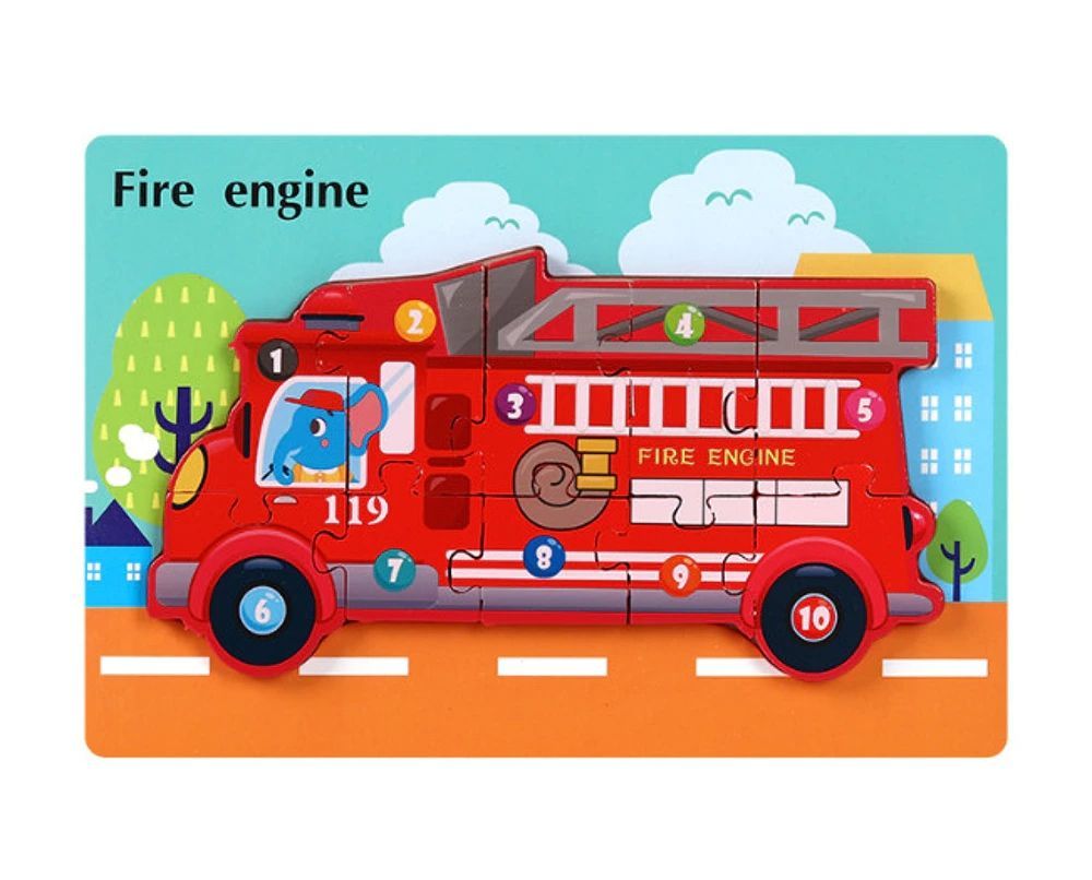 HOUTEN PUZZEL - LEERZAAM - BRANDWEER AUTO