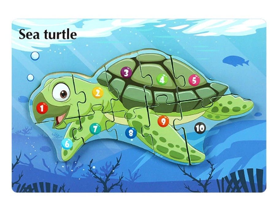 HOUTEN PUZZEL - LEERZAAM - ZEE SCHILDPAD