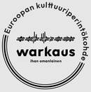 Vihreä pyöreä logo lehtikuvioin, mustan tekstin 