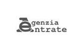 Un logo in bianco e nero per genzia entrate su sfondo bianco.