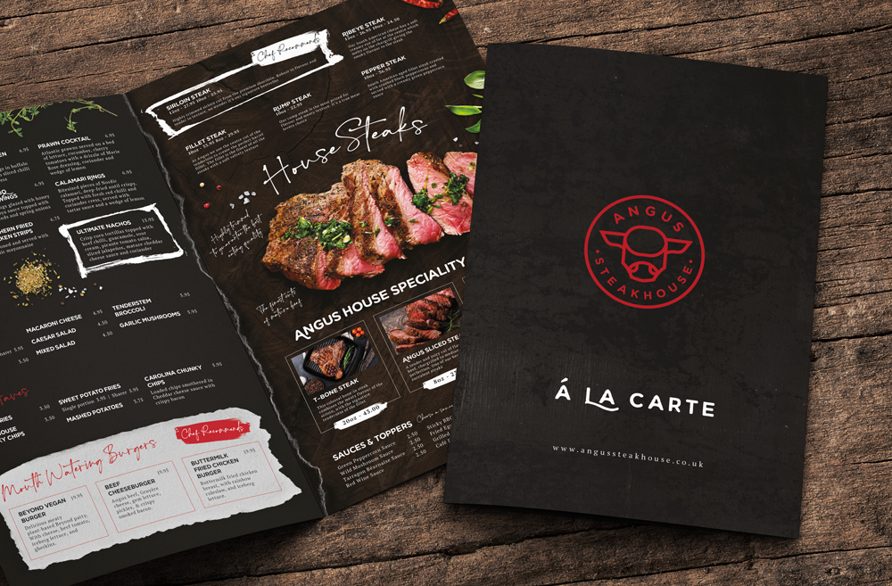 Angus Steakhouse menu & logo redesign