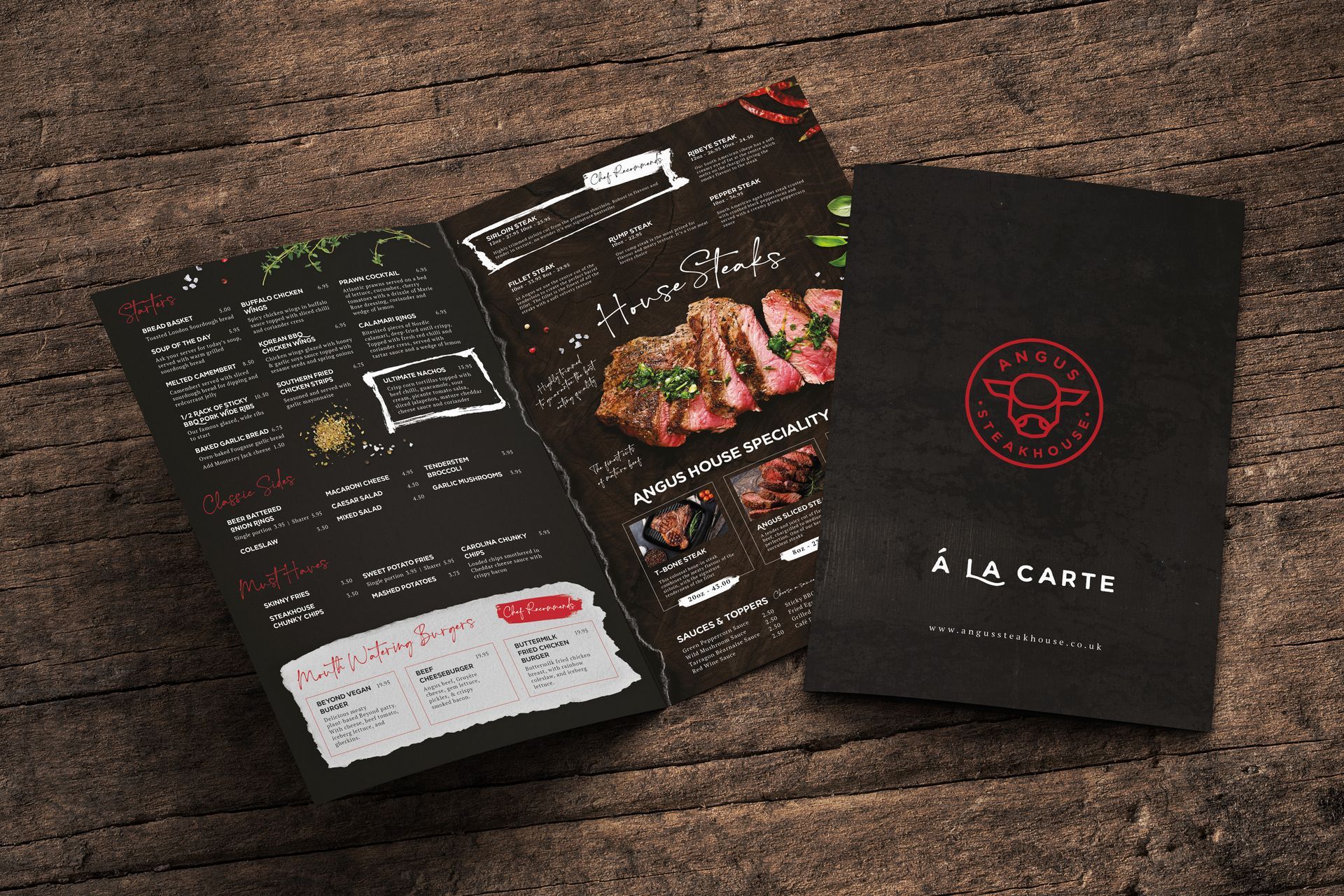 Angus Steakhouse menu design
