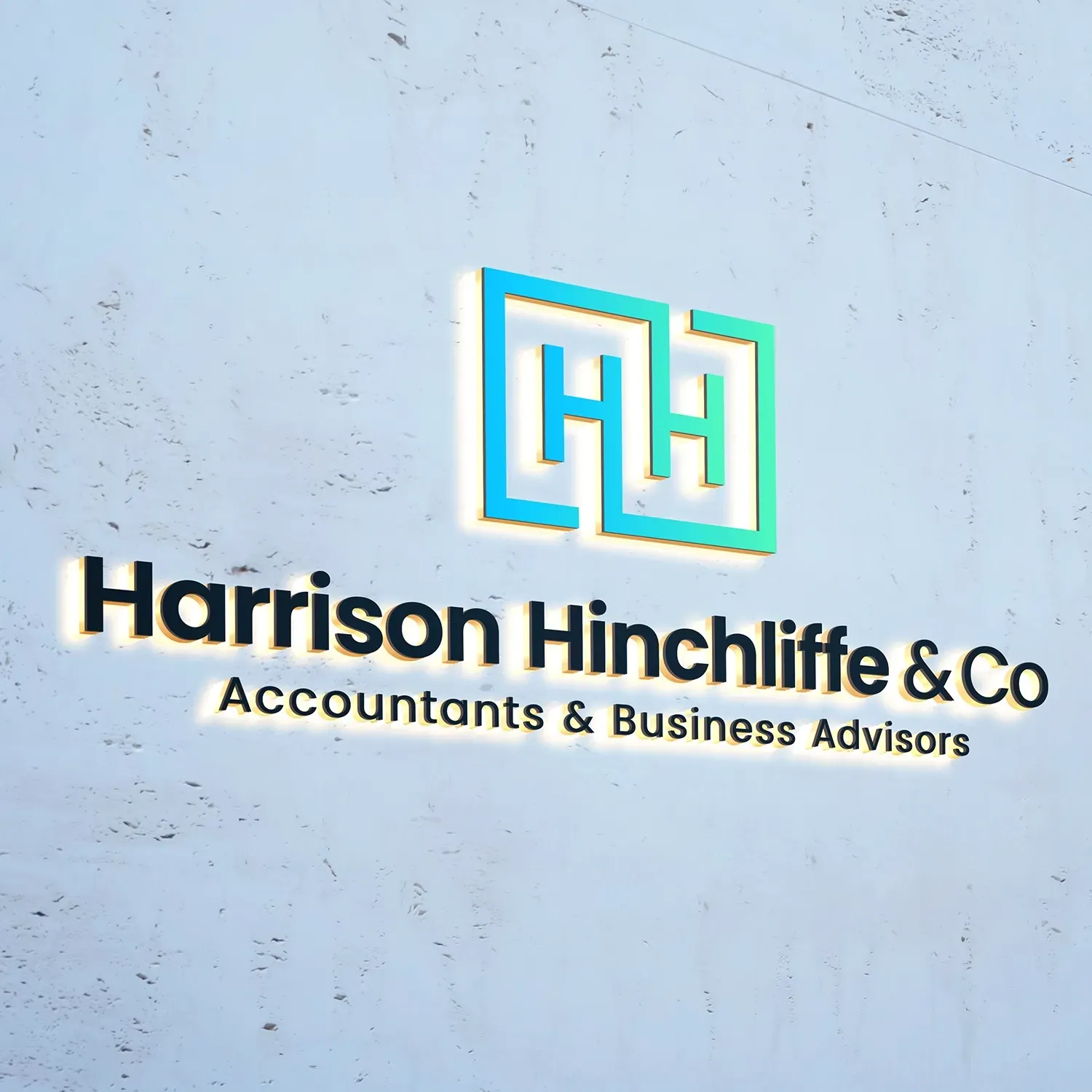 Glossop based Accountants Harrison Hinchliffe Logo design sign mockup