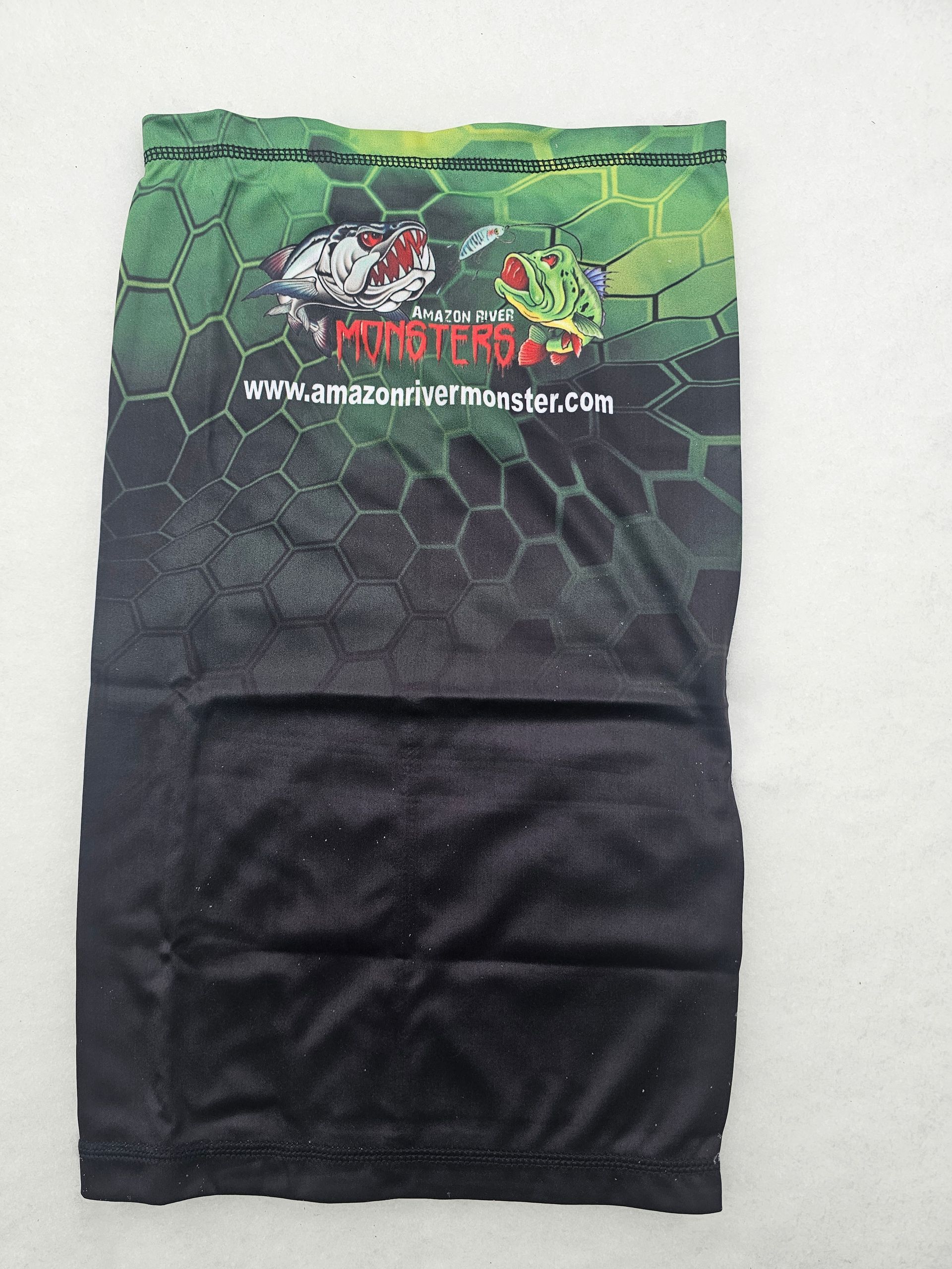 Amazon River Monsters branded neck gaiter fishing apparel

