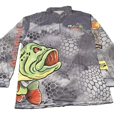 Gray Amazon River Monsters fishing jersey apparel with fish graphic
