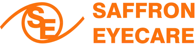 A logo for saffron eyecare with a picture of an eye