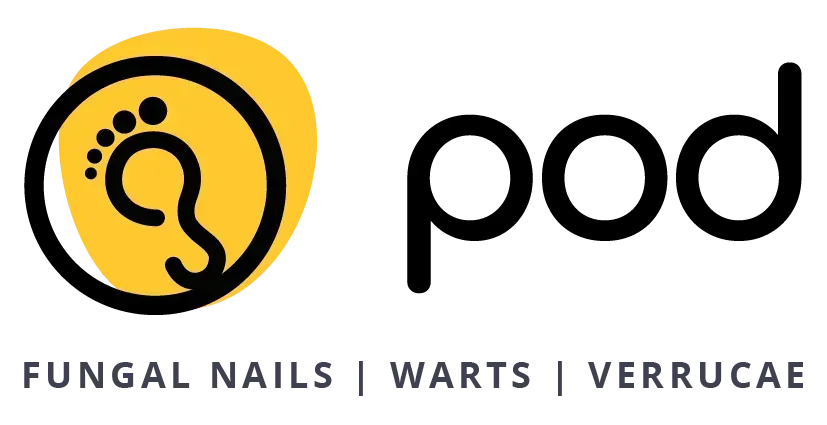 The logo for pod fungal nails warts verrucae.