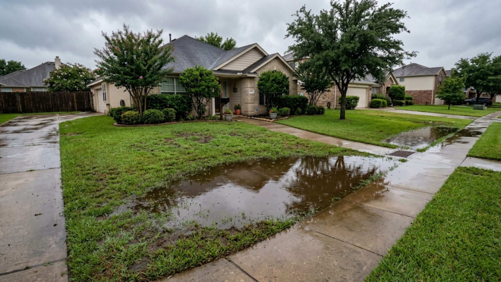 drainage problems Texas yards with standing water after rain