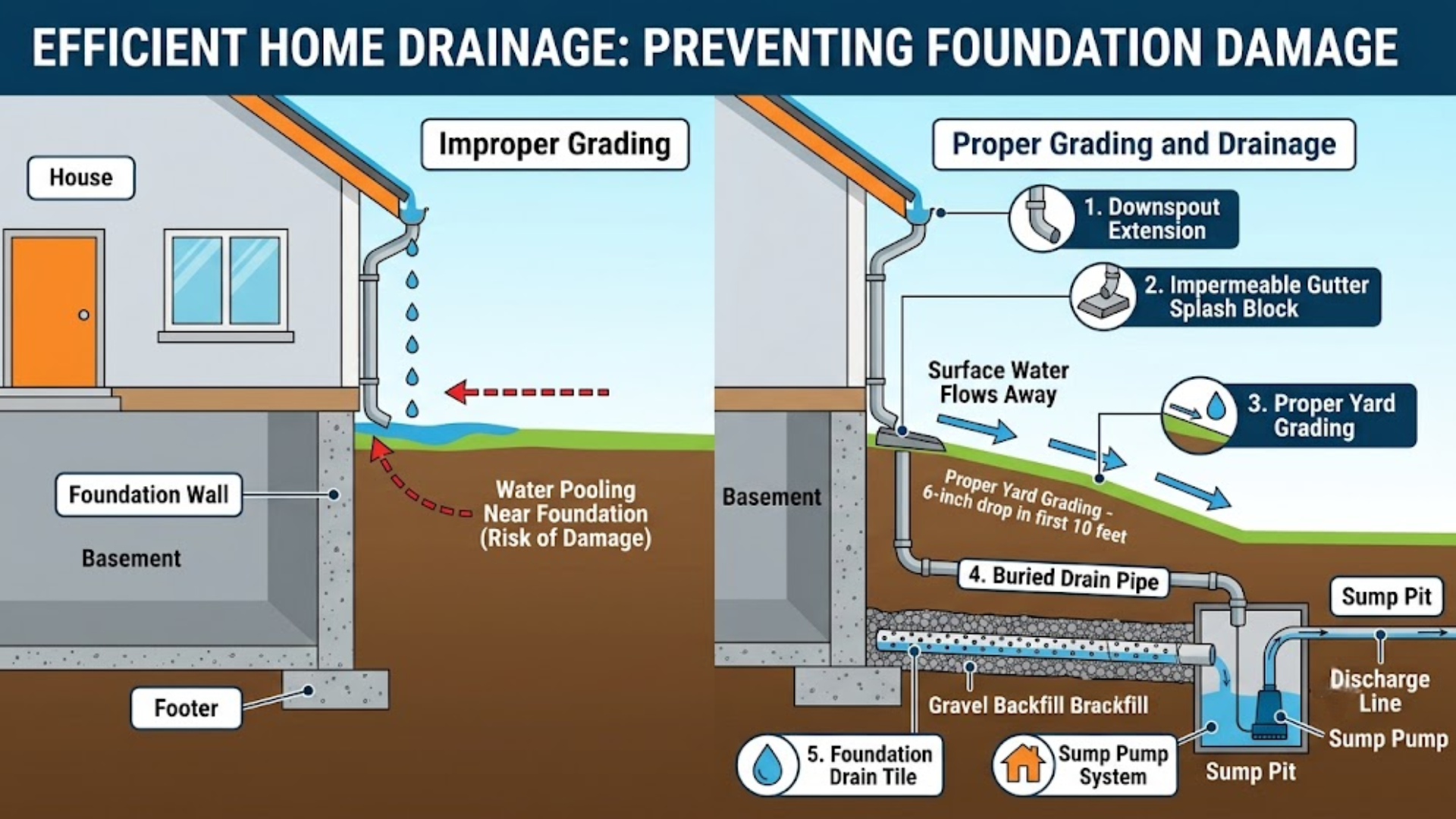 drainage solution preventing foundation damage
