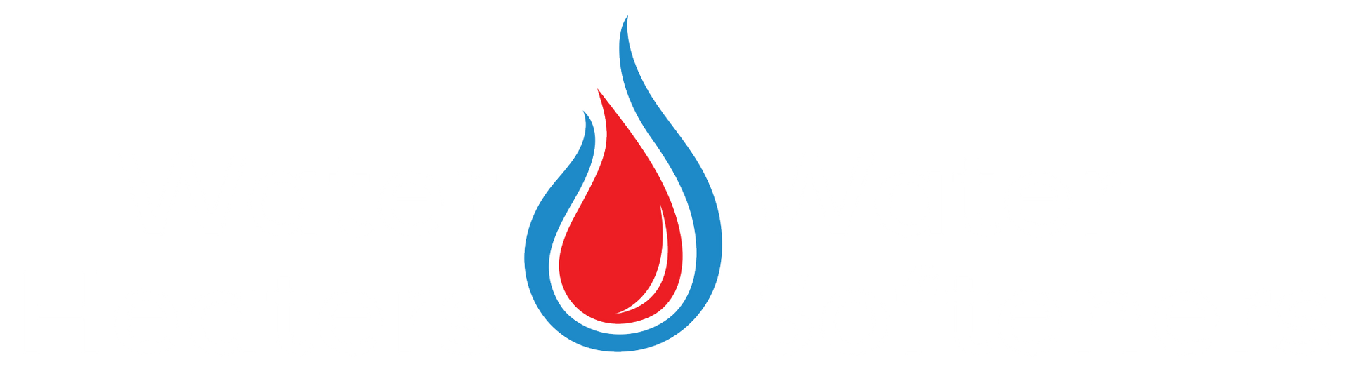hot water heaters and water softeners logo with red and blue flame