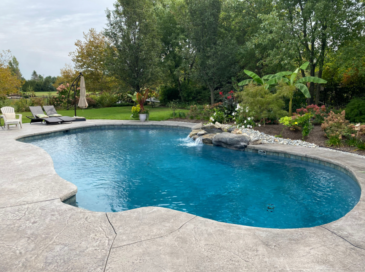 Back Yard Pool with Waterfall Features