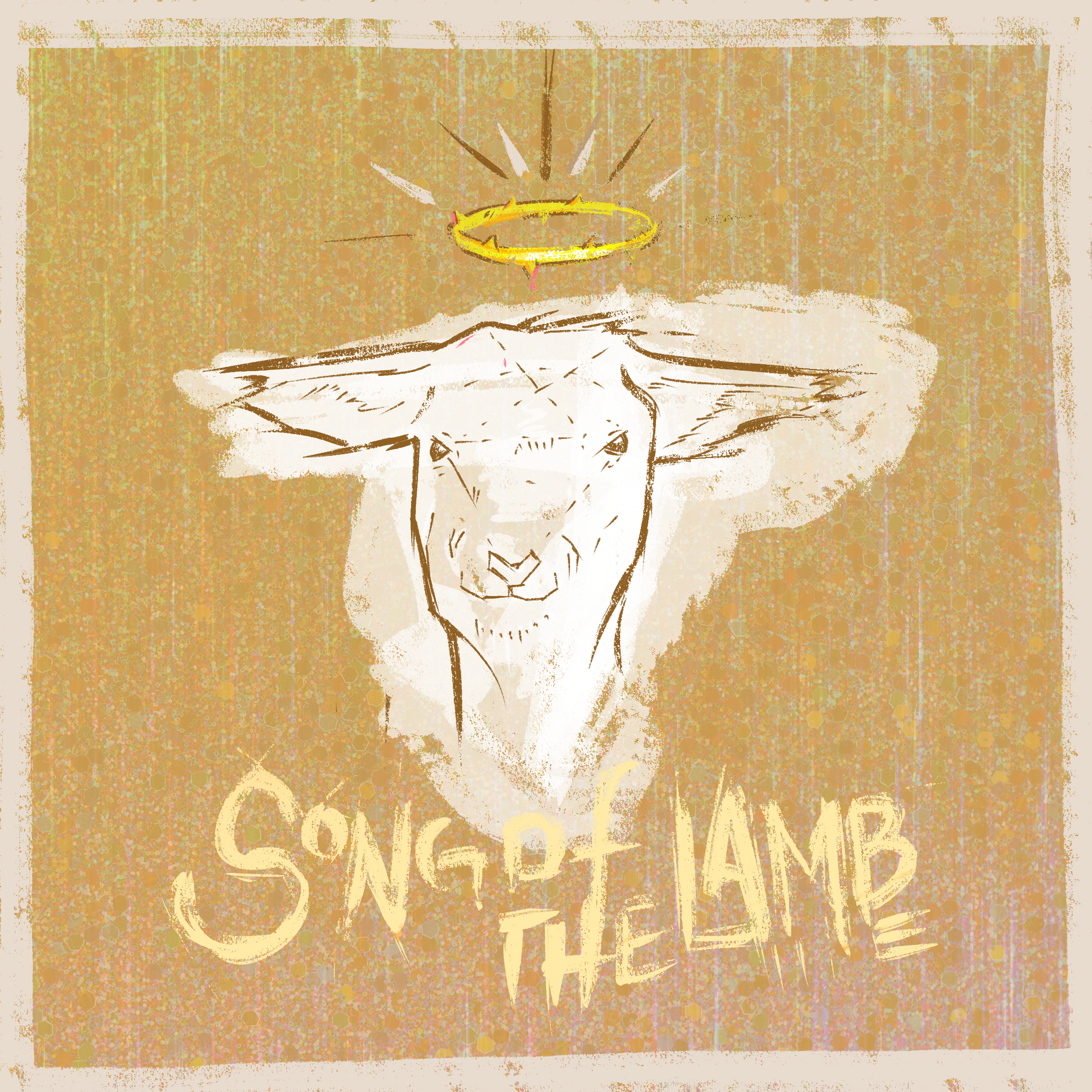 A drawing of a lamb with the words song of the lamb below it